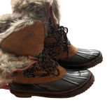 Khombu Women's Faux Fur Lined Leather Lace Up Duck Boots Tan Brown Black Size‎ 8 Photo 0