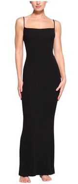 SKIMS Soft Lounge Long Ribbed Slip Dress Onyx size Medium Photo 0