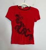 Divine USA Red Dragon Graphic Baby Tee Medium Y2K Asian Tattoo Indie Sleaze Photo 0