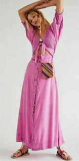 Free People Dress String Of Hearts Maxi Dress Pink‎ XS NWT Photo 0