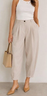 NWT Abercrombie & Fitch Sloane Pant Barrel Pleated Tapered Ankle Trouser 34 18R Photo 0