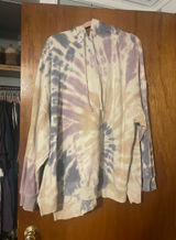 American Eagle Outfitters Tie-Dye Cowl Hoodie - Cream, Lavender & Gray Photo 0