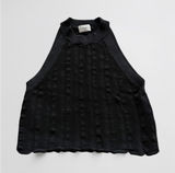 Wilfred Aritzia Black Knit Halter‎ Top Pointelle Bobble Scalloped Hem Small Photo 0