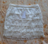 Endless Rose White Tiered Fringe Mini Skirt Large L NWT Photo 0