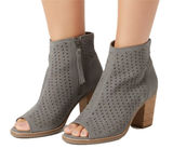 Toms Desert Taupe Suede Majorca Heeled Peep toe ankle Boot Women's size 7 Photo 0
