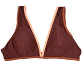 Aerie Scoop Bikini Top Brown Peach Trim V Neck‎ Plunge Size XL Photo 0