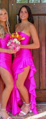 Dillard's Hot Pink Strapless Dress Photo 0