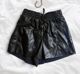 Idem Ditto Black Faux Leather Drawstring Shorts Size Large Photo 0