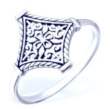 14k White Gold Plated 316L Cut Out‎ Filigree Ring, Size 6 Photo 0