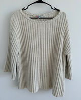 Free People Beach Cream Ribbed Knit Women’s Sweater - Relaxed Fit Photo 0