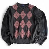 vintage Arrow argyle crewneck sweater in olive green and tan Photo 0