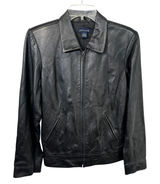 VTG‎ Ann Taylor Small Leather Jacket Black Full Zip Moto Y2K Edgy Genuine 910 Photo 0
