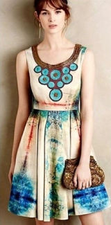 Anthropologie BHANUNI BY JYOTI‎ Villette Dress Fit N' Flare Beaded Embellished 2 Photo 0