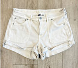American Eagle Women 8 Cream Off-White Stretch Cuffed Denim Shorts High Rise Photo 0