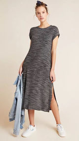 Anthropologie Cloth & Stone Gray Lori Knit Midi Dress Medium Women Photo 0