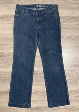 Gap Size 6 28R Women Wide Leg‎ Sailor Jeans Dark Wash Blue Denim Button Detail Photo 0