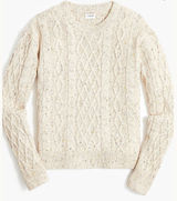 J.Crew‎ Womens Donegal Cable Crewneck Sweater Oatmeal Autumnal Neps XS BJ858 Photo 0
