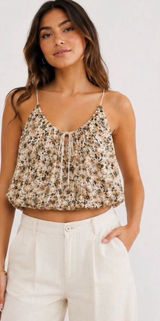 Free People Daisy Babe $58 Floral Crop Tank Top Strap Tie Back Size Small Photo 0