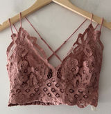 Free People One Adella Bralette Mauve Pink Brown Lace Photo 0