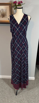 Tommy Hilfiger Women XL Navy Red Rope Print Faux Wrap Tall Girl Friendly Photo 0