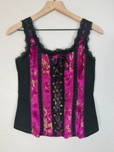 Tripp NYC Hot Topic Y2K Deadstock Brocade Magenta Corset Top NEW Medium Photo 0
