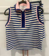 Blue White Striped 2 Piece Skirt Set Sleeveless tennis pickleball Small preppy Photo 0