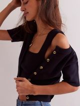 Free People We The Free NY Twosie Knit Top - Black Photo 0