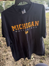 AS‎ Sports Navy Blue Size XL Embroidered MICHIGAN WOLVERINES Tshirt Vintage Photo 0