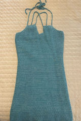 Olive & Oak Teal Crochet Halter dress Photo 0
