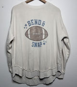 Ivy + Cloth‎ Womens 100% Cotton Sweatshirt L Cream Bend & Snap Football Graphic Photo 0