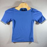 1162 | Lauren Ralph Lauren Nautical Preppy Puff Sleeve Boat Neck Top‎ Blue M Photo 0