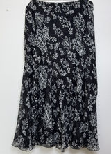VTG 90s Women Fairy Grunge Maxi Skirt‎ Black Floral Chiffon Pull On Whimsigoth Photo 0