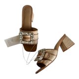 A New Day Kathleen Raffia Glam Buckle Block Heel Slide Sandals Womens Size 6 NEW Photo 0