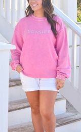 Seaside Pink Corded Crewneck Sweatshirt Photo 0