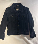 Columbia Blues Womens Black Corduroy Trucker Jacket Stretch Y2KSize M 0207AL Photo 0
