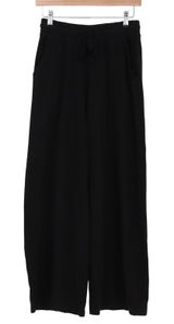 Colsie Lounge Pants Women M Wide Leg Black Fleece Drawstring Pockets Excellent Photo 0