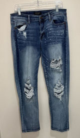 Judy‎ Blue Boyfriend Jeans 13/31 Distressed Mid Rise Relaxed Fit Ripped Denim Photo 0