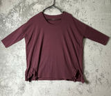 Garnet Hill Boxy Ruffle Detail Tee Small Garnet 3/4 Sleeve Tunic Organic Cotton Photo 0