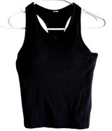 Alo Yoga Ribbed Crop Top Racerback Built in Sports Bra Workout Black XSmall Photo 0