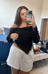 black off the shoulder long sleeve top Photo 0