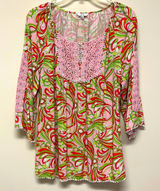 Crown & Ivy Tunic with Pink cotton lace & colorful design Photo 0