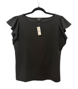 Ann Taylor Factory Black Flutter Sleeve Boat Neck Blouse Top Womens L Photo 0
