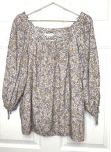 LC Lauren Conrad Floral Peasant Blouse L Multicolor Boho Square Photo 0