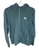 Abercrombie & Fitch Women Small Blue Full Zip Y2K Jacket Hooded Logo Sleeve 90's Photo 0