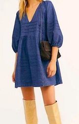 Sweet Surrender Denim Puff Sleeve Dress Photo 0