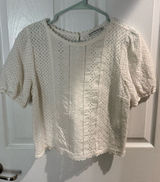 White Abercrombie Eyelet Top Photo 0