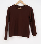 Uniqlo Womens Small Brown Long Sleeve Crew Neck Cotton Blend T-Shirt Photo 0