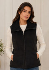 Vintage Lauren Ralph Lauren Vest Womens Small Black Faux Suede Sherpa Full Zip Photo 0