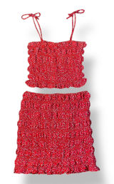 Storia Red White Polka Dot Ruffled‎ Tank and Skirt Set Size S Boho Preppy Photo 0