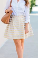 Lilly‎ Pulitzer Kylie White Gold Stripe Skirt Size 0 Party Wedding Glam Textured Photo 0